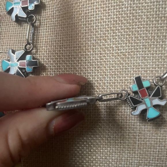 RELISTED! RARE! Mid-Century Native American knifewing katchina inlaid necklace🌞 - Picture 6 of 10